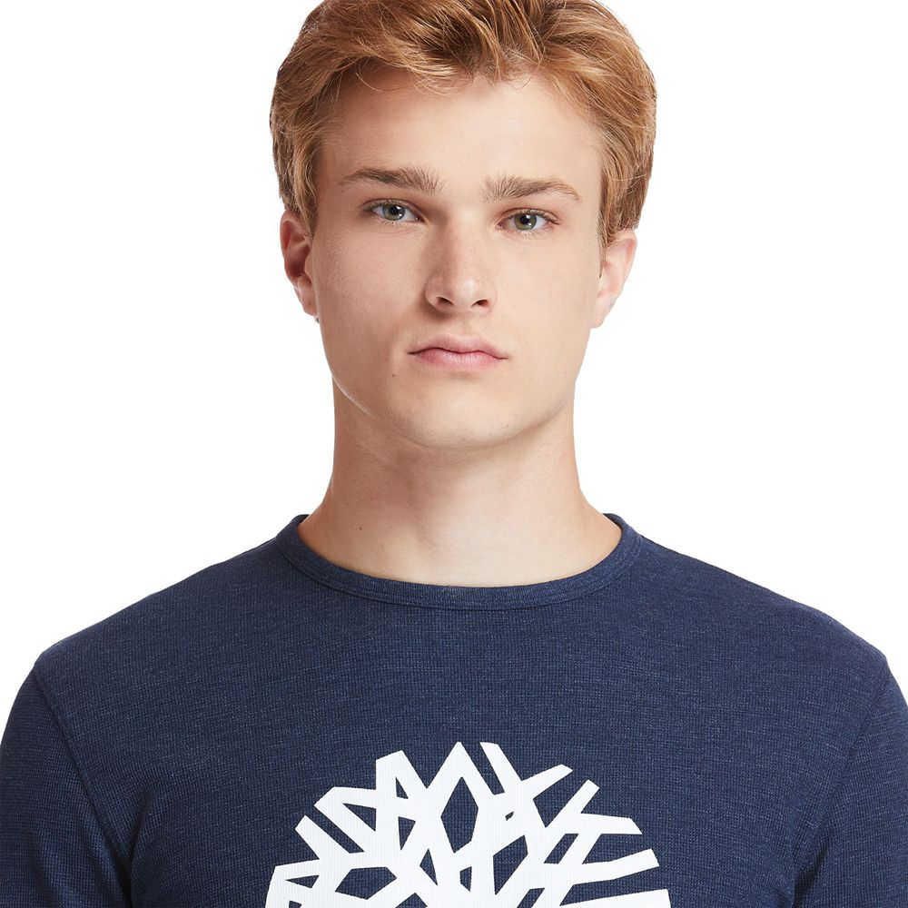 Tricouri Timberland Barbati Bleumarin - Dyer River Slim-Fit Tree-Logo - Romania - WIURXL421